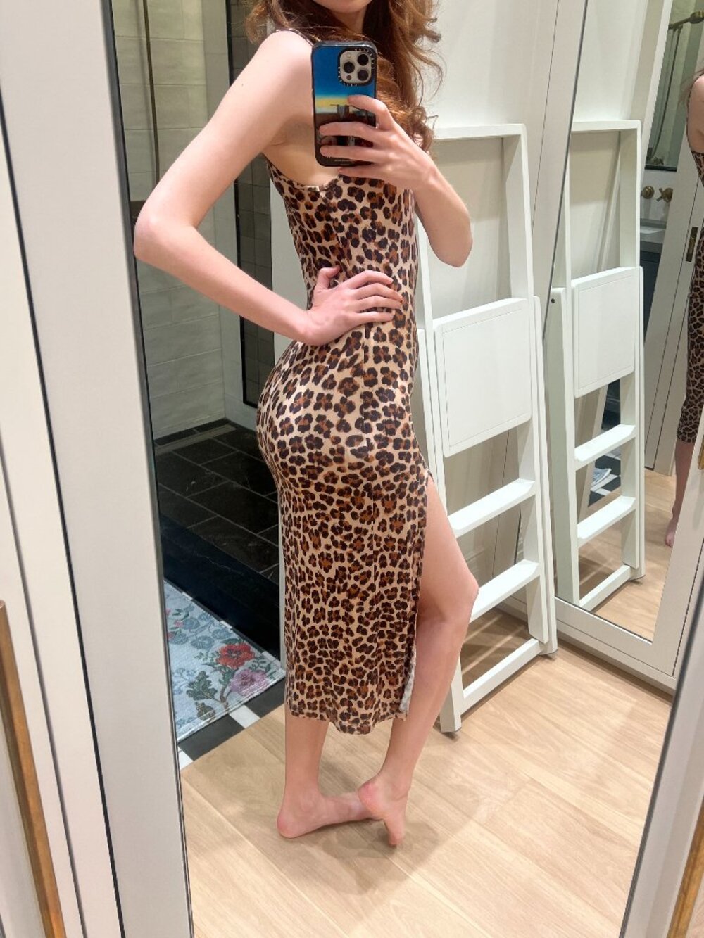 Caroline Constas Leopard Print Dress with Slit